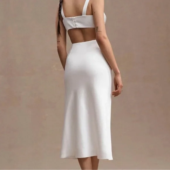 Anthropologie Sachin & Babi Sierra V-Neck Cutout Satin Midi dress, Size 10 NWT - Picture 2 of 13